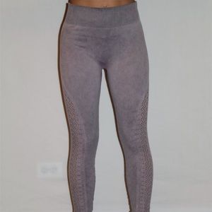 Lavender Athletic Leggings with Lace Details